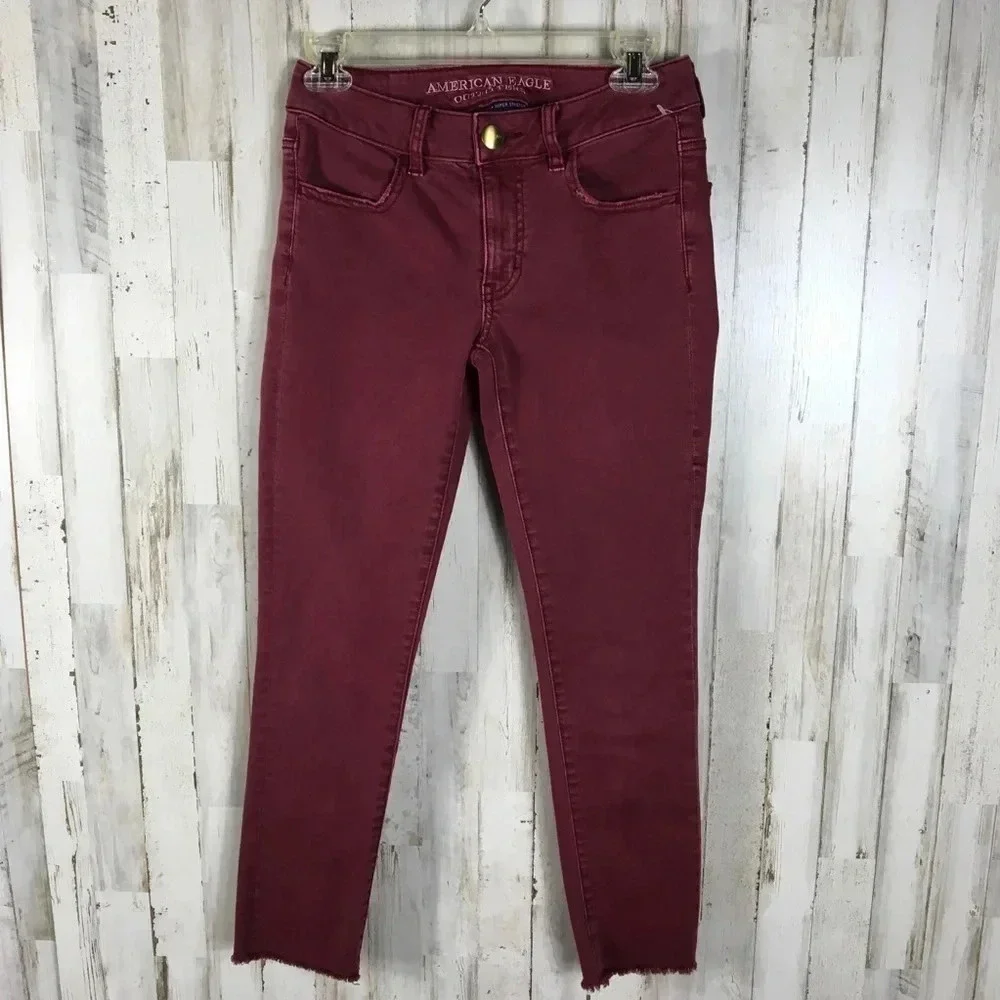 American Eagle AE Jegging Crop Jeans Denim Red 2